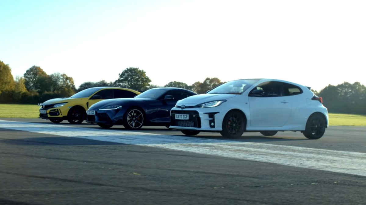 Video κόντρα Gr Yaris vs GR Supra vs Civic Type R